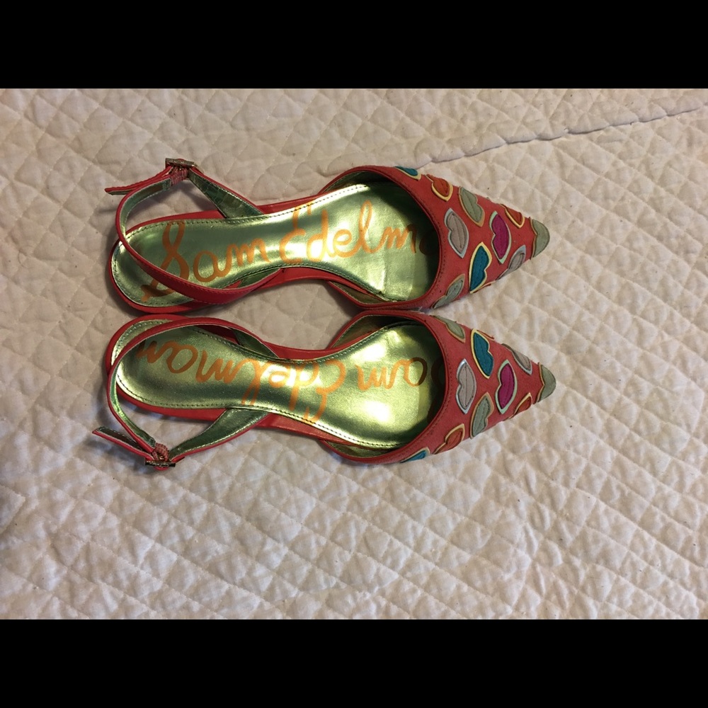 Sam Edelman sling back flats. Peachy pink color